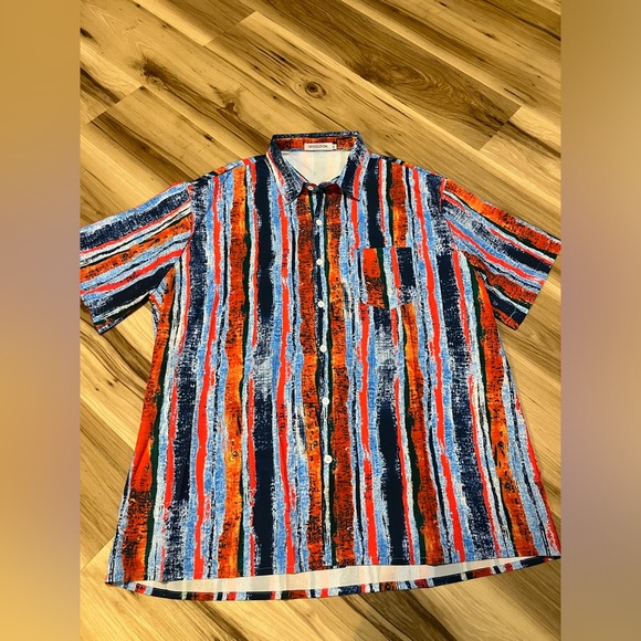 Misslook Men’s XL Short Sleeve Button Pocket Golf Breathable Blue Red Orange - Picture 1 of 7